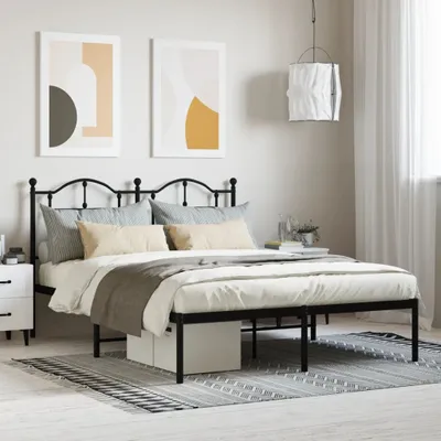 Obrázek produktu pro Maison Exclusive – rám postele s čelem, kov, černý, 135 x 190 cm