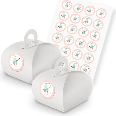 Produktbild von itenga SET 24x Geschenkschachtel weiß mit Griff + Stickerbogen (Motiv 132)