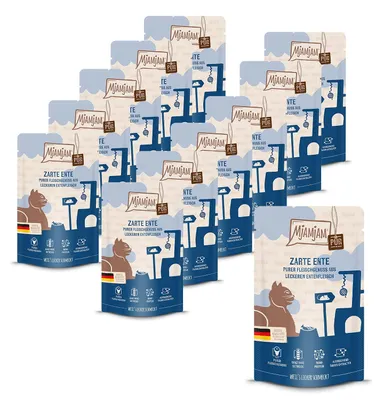 Productafbeelding van MjAMjAM - Quetschie - 12 x 125g Eendenvlees, natvoer voor katten. Volwaardig voer