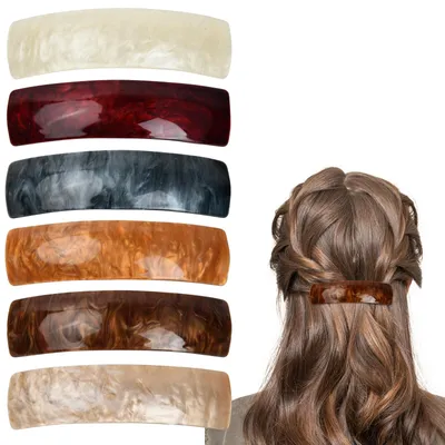 Produktbild von Große, automatische, klassische französische Haarspangen für Damen, geeignet für mitteldickes Haar, Haarspangen für Damen und Mädchen (bernsteinfarben)