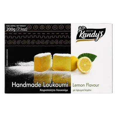 Produktbild von Kandylas, Loukoumi, 200g, Gelee mit Zitronengeschmack, GELEE AUS GRIECHENLAND, Süßigkeiten, Griechische Süßigkeiten