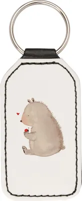 Produktbild von Mr. & Mrs. Panda Schlüsselanhänger Bär Marienkäfer - Weiß - Geschenk, anhänger für schlüssel, Mit Spruch, Freiheit, Motivation, Das Leben Ist schön, Teddy, Liebe