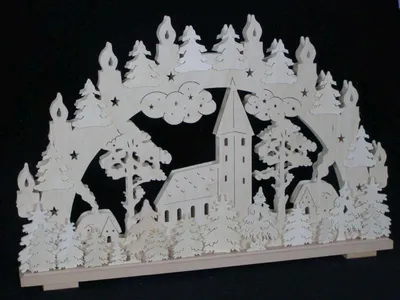 Produktbild von Schwibbogen mit Kirche und Beleuchtung BxHxT 70x45x7cm NEU