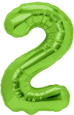 Image de Ballon numéro 2 DEUX Vert anniversaire 100cm