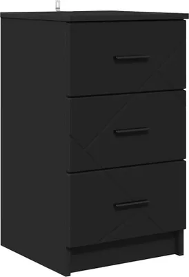 Produktbild von Nachttisch mit Schubladen Schwarz 38 x 38 x 66 cm Holzwerkstoff