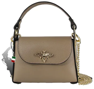 Image de Sac Florence en cuir taupe et beige D2OTF817C