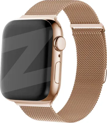 Produktbild von Bandz Milanese Loop-Armband passend für Apple Watch 1/2/3/4/5/6/8/9/SE/Ultra (2) - Größe 42/44/45/49mm - Roségoldenes Milanese-Armband für Apple Watch
