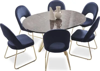 Produktbild von Essgruppe Moderne Stuhle Tisch Tische 7tlg. Esstisch 6 x Stühle Esszimmer Set