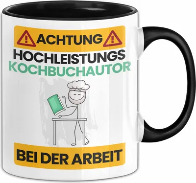 Produktbild von Kochbuchautor Tasse Geschenk Lustiger Spruch Geschenkidee für Kochbuchautor Achtung Hochleistungs Kochbuchautor Bei Der Arbeit (Schwarz)
