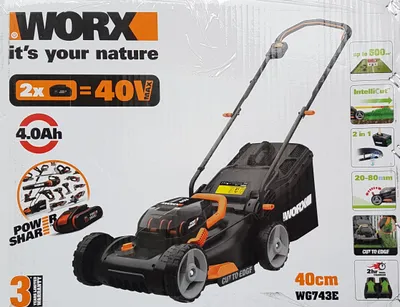 Immagine prodotto di Set di tosaerba a batteria Worx WG743E con 2 batterie e caricabatterie