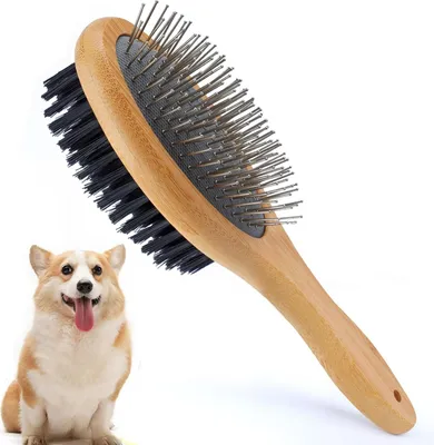 Produktbild von Hundebürste Katzenbürste,Hundeburste Langhaar Kurzhaar Doppelbürste Weiche Bürste für Welpen, Hund und Katzen