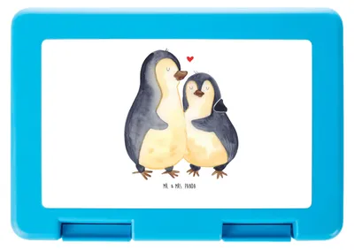 Produktbild von Mr. & Mrs. Panda Bentobox Pinguin umarmen - Weiß - Geschenk, Liebe, Bento Box, Hochzeitsgeschenk, Vorratsbehälter, Verknallt, Hochzeitstag, Snackbox, Brotbehälter