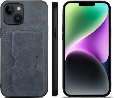 Zdjęcie produktu dla Dla iPhone 15 Deniorpoliuretan Single Card Slot Holder Telefon Case (Grey)