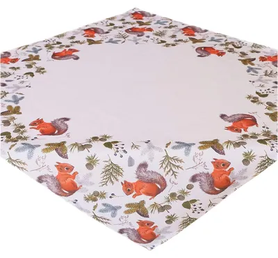 Produktbild von Tischwäsche Druckmotiv Eichhörnchen Tischläufer Herbst 110 x 110 cm