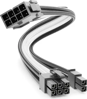 Produktbild von deleyCON 6+2 Pin PCI Express GPU Strom Kabel Verlängerung 30cm - Schwarz Weiß