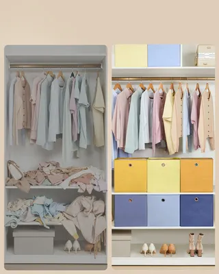 Produktbild von SONGMICS Aufbewahrungsbox, 6er Set, Ordnungsboxen, geruchsneutral, Faltbox, 33 x 33 x 33 cm, Stoffbox, für Würfelregal, Organizer bunt