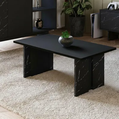 Obrázok produktu pre Skye Decor, konferenčný stolík Nesting (3 časti) – dub sýtej farby, 100% melamín, čierna a mramorový vzhľad