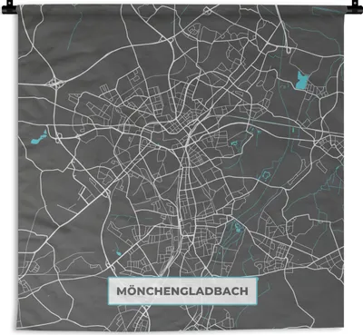 Produktbild von MuchoWow® Wandteppich Wandbehang Karte - Mönchengladbach - Blau - Stadtplan - Deutschland 150x150 cm Tapisserie Dekoration Wandtuch - Wohnaccessoires - Modernes