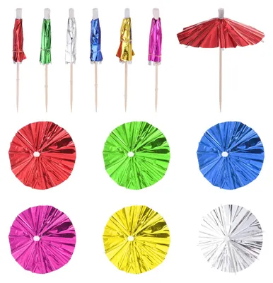 50 bunte Mini-Papier-Parplues für Cocktails, Spieße & Partydeko