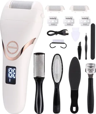 Produktbild von Elektrischer Hornhautentferner, Fußpflege Pediküre Set mit 3 Rollen, elektrische Nagelfeile mit Akku, 2 Geschwindigkeiten, Hornhautentferner Elektrisch Nagelset zur Hand- und Fußpflege