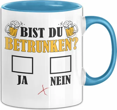Produktbild von Bier Tasse Geschenk Bist Du Betrunken Ja Nein Geschenk für Bier-Liebhaber (Blau)