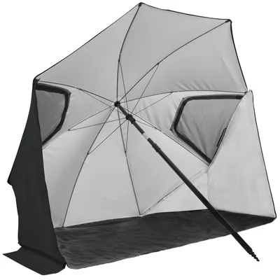 Zdjęcie produktu dla VirtuFit Parasol plażowy Premium z osłoną przeciwwiatrową 200 cm Szary