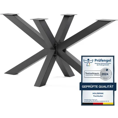 Produktbild von HOLZBRINK Tischbeine aus Metall, Tischgestell für Esstisch Gartentisch Konferenztisch, 150x70x72 cm (LxBxH), Schwarz, 1 Stück