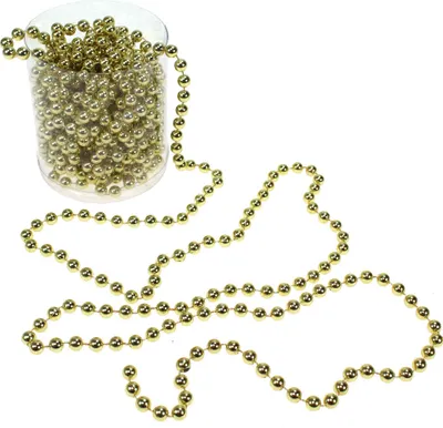 Produktbild von 8m Perlengirlande Perlenkette Perlen 8mm Perlenschnur Baumschmuck Deko Kette, Farbe:gold