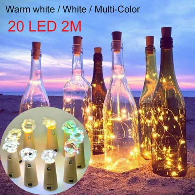 Produktbild von 120 LEDs Flaschenlicht 2M Lichterkette Kupferdraht Korklichterketten Party für Deko Weinflasche Lichter (Kaltweiß)