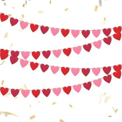 Produktbild von Sliverdew 4 Stück Girlande Herzen Herz Girlande Rosa Deko Hochzeitsgirlande Herzen Roter Filz Girlande Hängend Herzgirlande für Hochzeiten Valentinstags-Geburtstagsfeiern