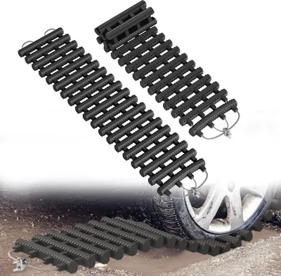 Obrázok produktu pre JOIEYOU sada 2 ťažkých trakčných pomôcok z TPR+oceľovej trakčnej rohože off-road nárazníková rohož piesková doska na sneh, ľad, blato s prepravnou taškou, 80x21x2 cm