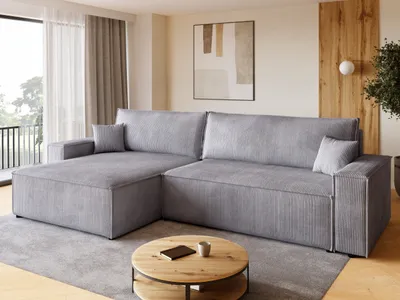 Produktbild von BroMARKT Ecksofa ADI XL Schlaffunktion Bettkasten L-Form 125x230 cm Hellgrau