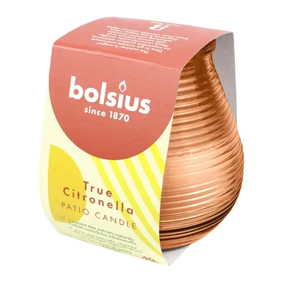 Image de TRUE CITRONELLA Lumière de patio, Orange, Bougie parfumée en pot, BOLSIUS, 94/91 mm, durée de combustion env. 40h