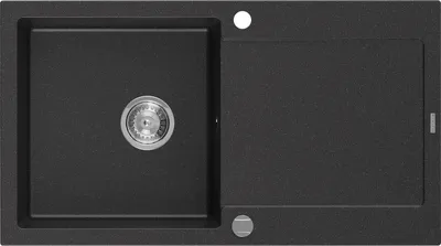 Produktbild von Mexen Leo Granitspüle mit einem Becken und einer Abtropffläche 900 x 500 mm, Schwarz/Silbermetallic - 6501901010-73