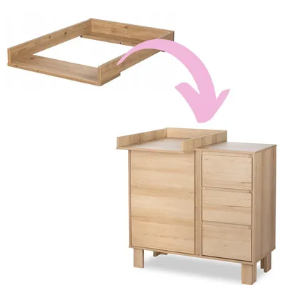 Produktbild von Wickelaufsatz für Kommode Buche - Holz Wickelbrett für Baby 70x50 cm - Stabiler Wickeltischaufsatz Natur