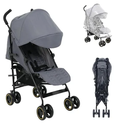 Produktbild von Kinderwagen Buggy klappbar bis 22 kg mit Regenschutz, 5-Punkt-Gurt, verstellbare Lehne, Grau