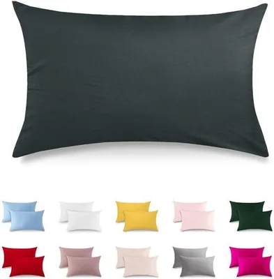 Obrázek produktu pro Uniqoos® sada dvou povlaků na polštáře, barva antracitová, 100% bavlna – hypoalergenní ( Öko-Tex Standard 100), skrytý zip, lze prát při 60°C