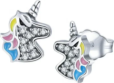 Produktbild von Silberne Ohrringe Einhorn-Ohrringe Silber 925