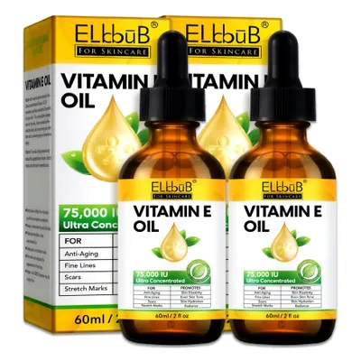 Produktbild von Gesichtsöl Hautöl Vitamin E Öl 75000 IU Hochdosiert Anti Aging Narben Dehnungsstreifen 2x 60ml