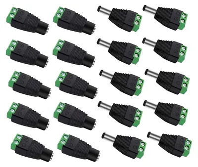 20-teiliges DC-Stecker-Set 2,1 x 5,5 mm Schraubklemmen