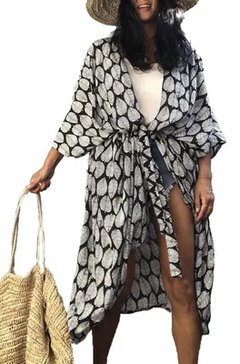 Produktbild von Stylischer, langer Kimono für Damen im Tie-Dye-Design