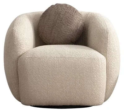 Produktbild von Designer Beiger Polstersessel Stilvoller Wohnzimmer Textilsessel