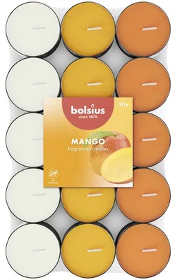 Imagen del producto de Velas aromáticas Bolsius, sabor mango, pack de 30 unidades