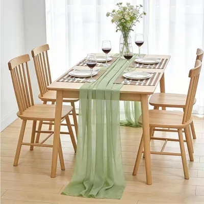 Produktbild von Tischläufer Chiffon Salbeigrün 70 x 300 cm