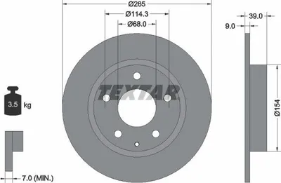 Produktbild von 2x TEXTAR Bremsscheibe 92267703 für MAZDA 3 Schrägheck (BM BN) CX-3 (DK) 39mm