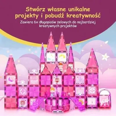 Zdjęcie produktu dla Klocki magnetyczne montessori księżniczka 80 elementów dla dzieci