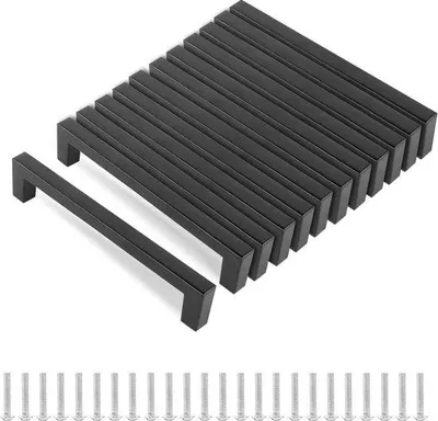 Productafbeelding van Famanu kastgrepen - zwart - 12 stuks, inclusief 24 schroeven - 25 mm - 128 mm