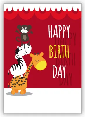 Produktbild von Süße Geburtstagskarte mit Tier Payramide nicht nur für Kinder: Happy Birthday