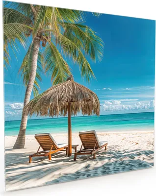 Produktbild von Küchenrückwand Spritzschutz Glas mit Motiv Strandparadies 40 x 40 cm