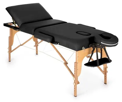 Produktbild von Klarfit MT 500 Massageliege - Massagetisch mit Armlehnen & Kopfstütze, Massageliege Klappbar mit 10-stufiger Rückenlehne, verstellbare Fußstützen, Gesichtsloch, 10 cm Polsterung, schwarz
